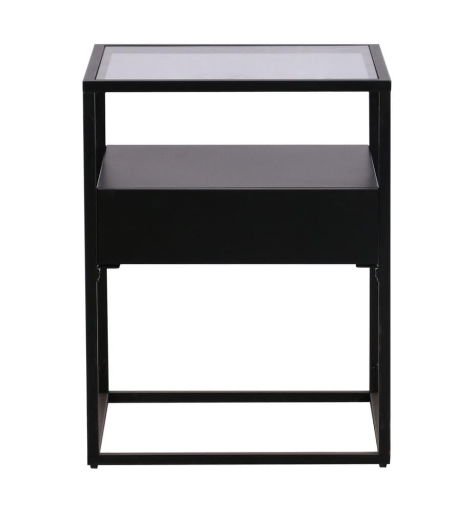 Table d'appoint avec tiroir Noir mat