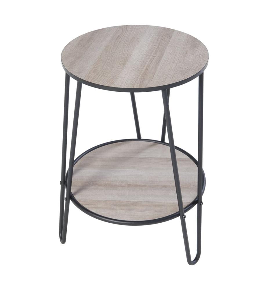Table d'appoint avec 2 étagères aspect chêne noir
