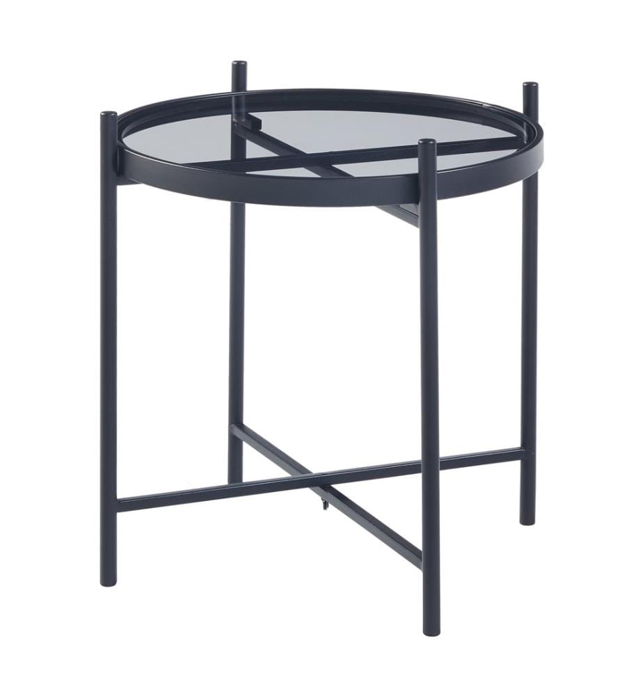 Table d'appoint avec plateau en verre noir