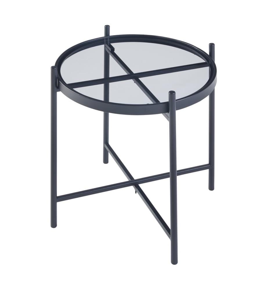 Table d'appoint avec plateau en verre noir