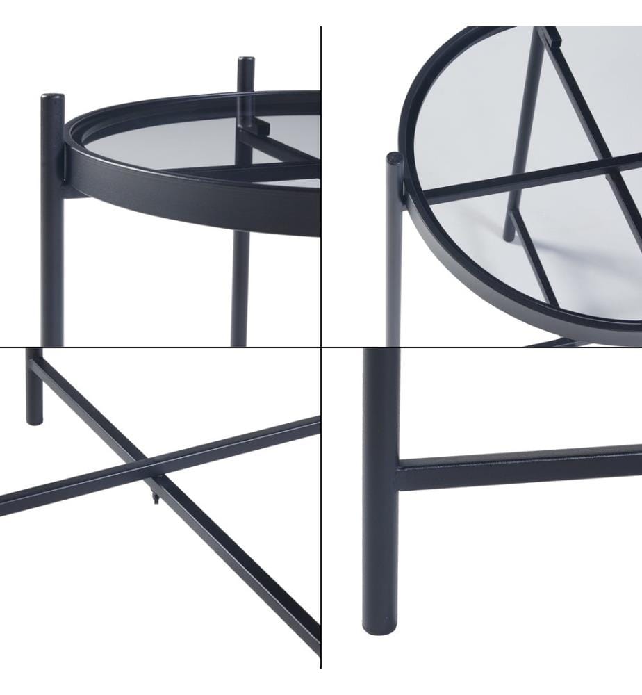 Table d'appoint avec plateau en verre noir