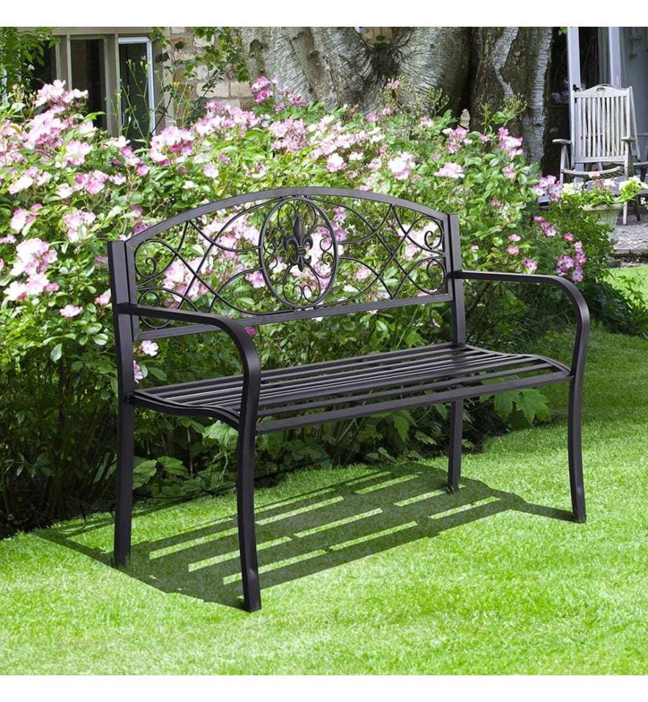 Banc de jardin en métal 2 places style campagnard