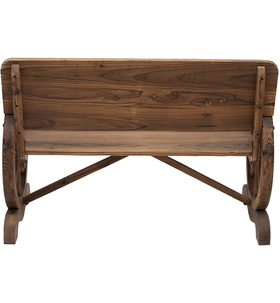Banc de jardin Banc avec roues de chariot - bois massif