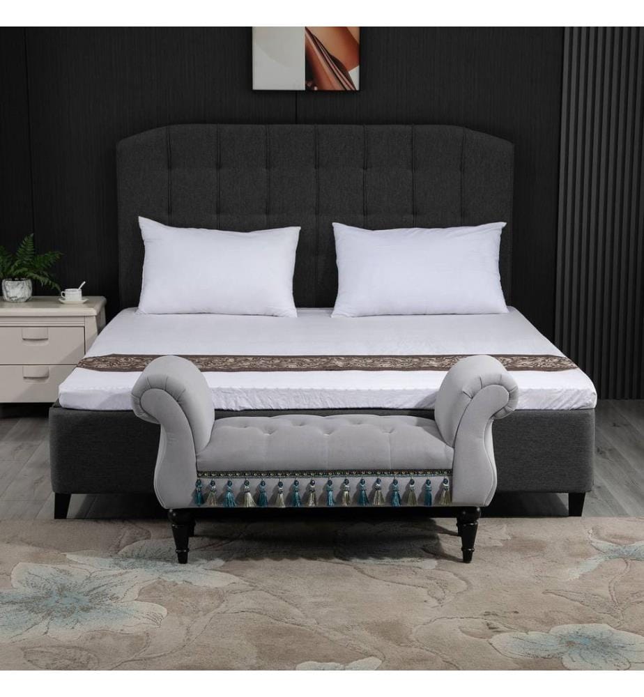 Banc Orient Banc rembourré L117 x l40 x H58 cm Gris
