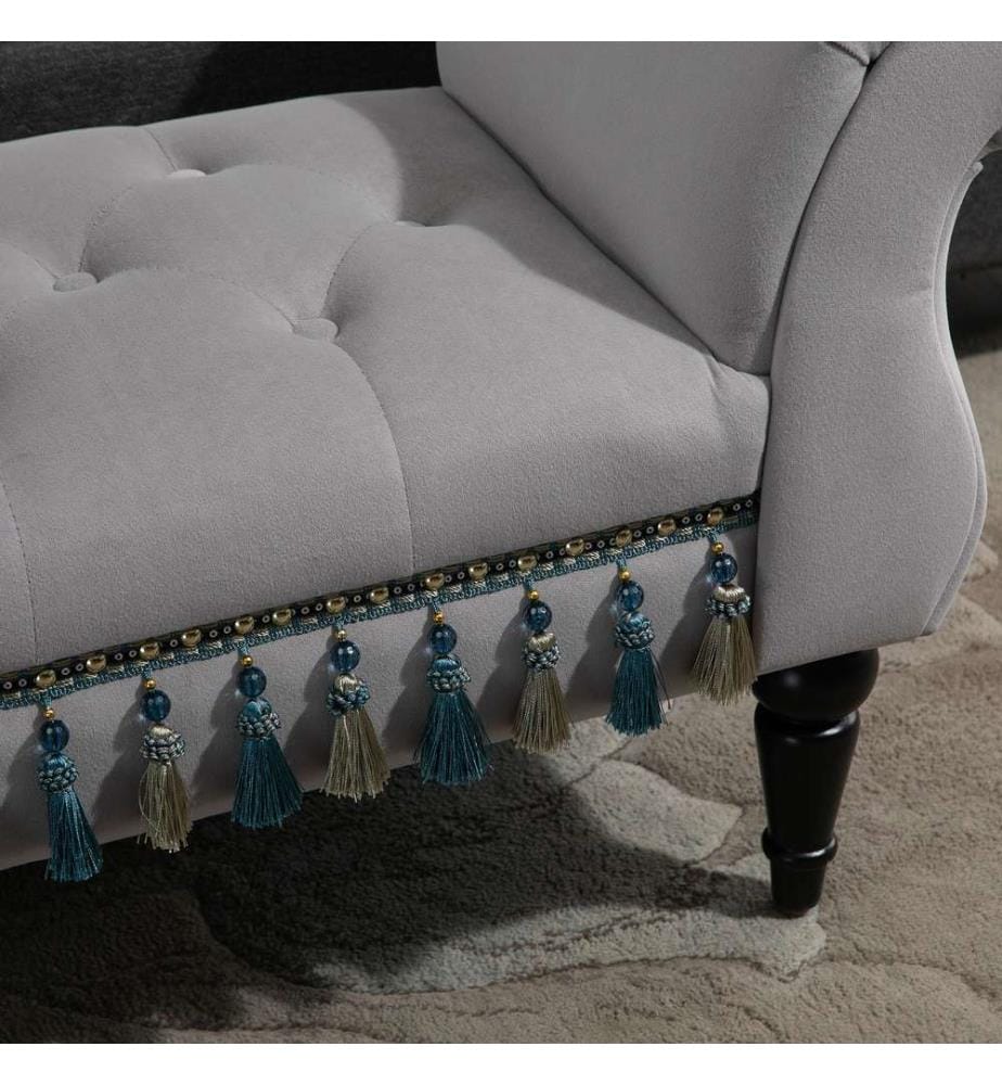 Banc Orient Banc rembourré L117 x l40 x H58 cm Gris