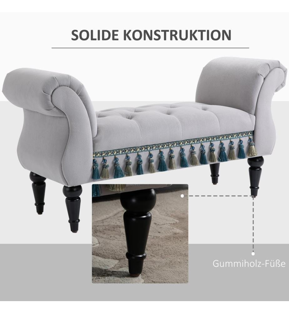 Banc Orient Banc rembourré L117 x l40 x H58 cm Gris