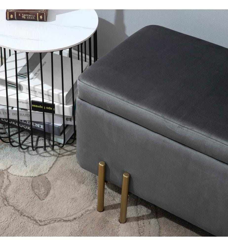 Panca con cassapanca Panca con vano portaoggetti grigio scuro 100 cm