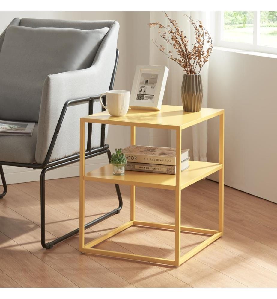 Table d'appoint avec étagère Jaune