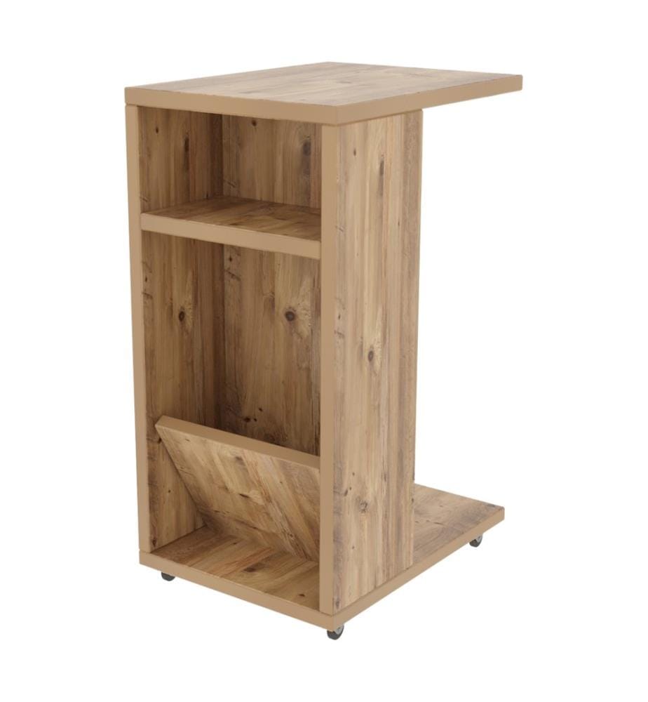 Table d'appoint à roulettes 40x30x63 cm aspect bois
