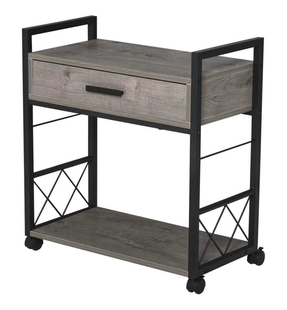 Table d'appoint Table basse Chariot de service avec roulettes Gris-noir