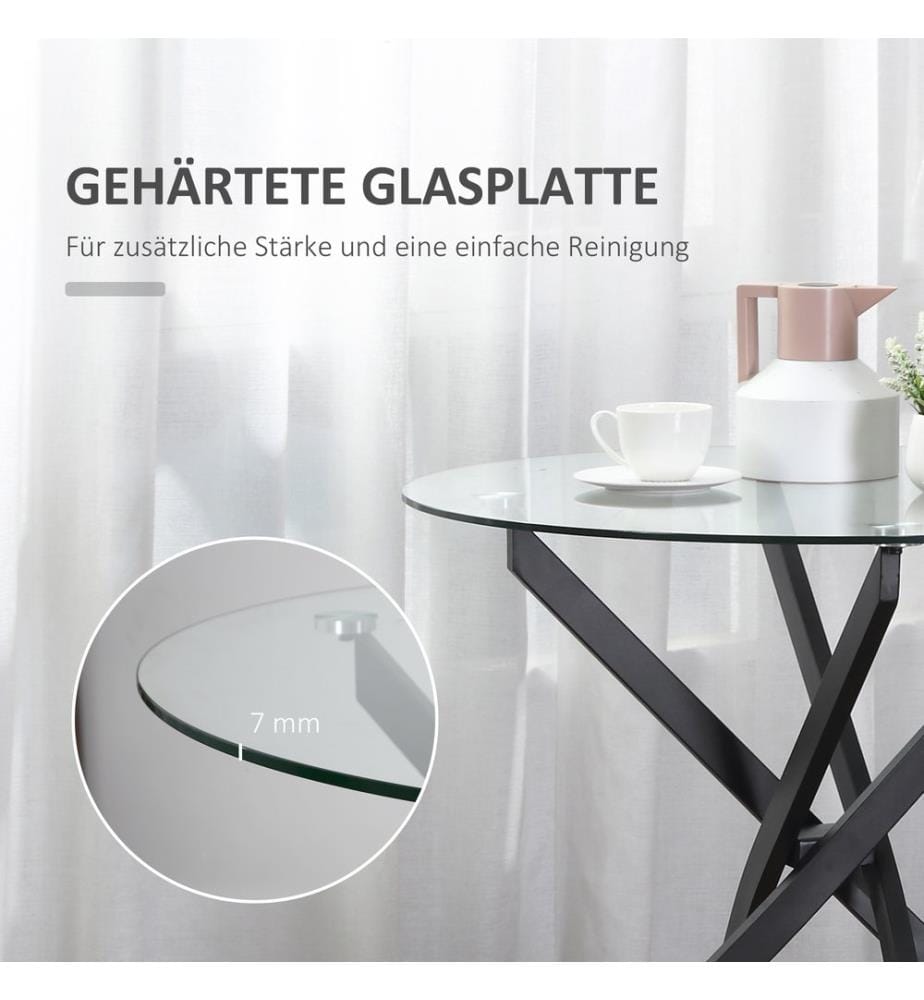 Table d'appoint ronde en verre Noir
