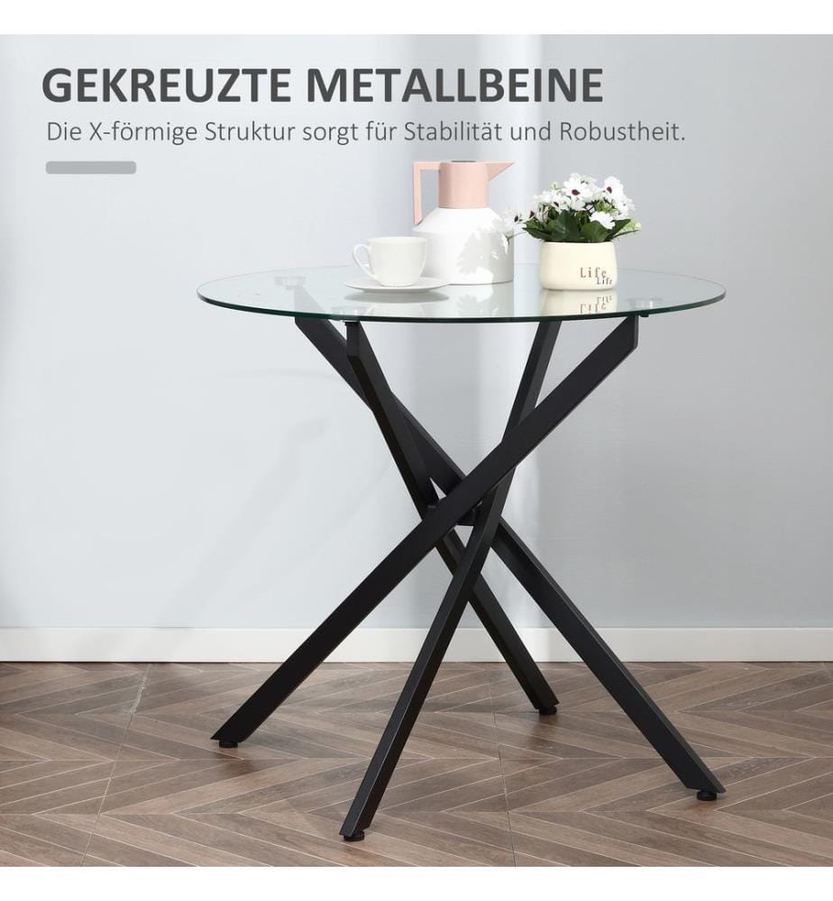 Table d'appoint ronde en verre Noir