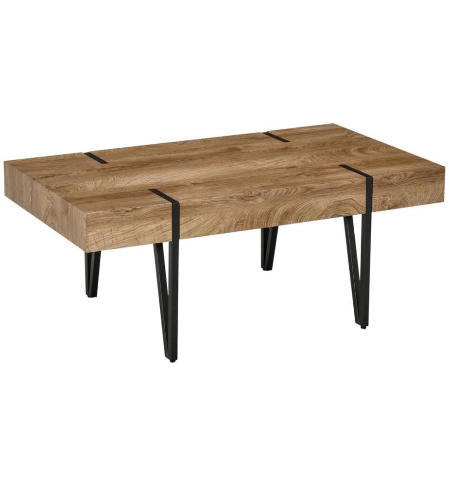Table basse avec repose-pieds réglables Design industriel noir-marron