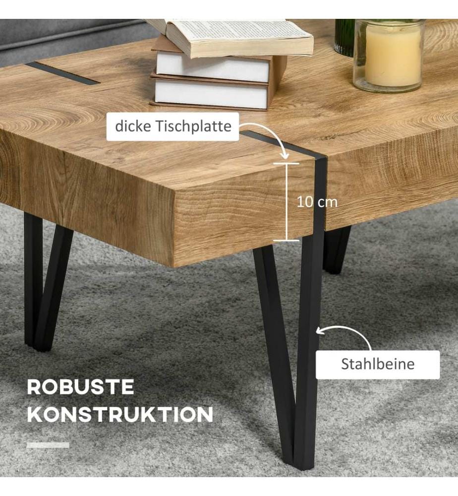 Table basse avec repose-pieds réglables Design industriel noir-marron