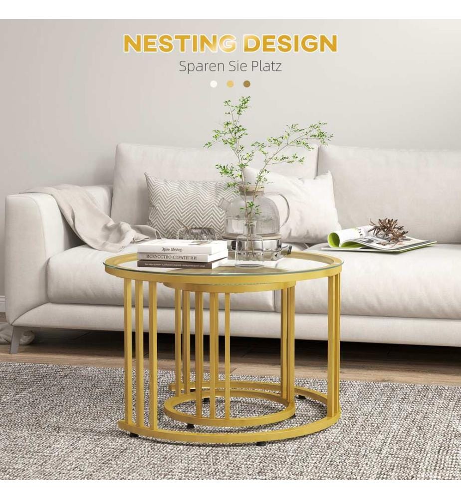 Table basse empilable par 2, structure acier or
