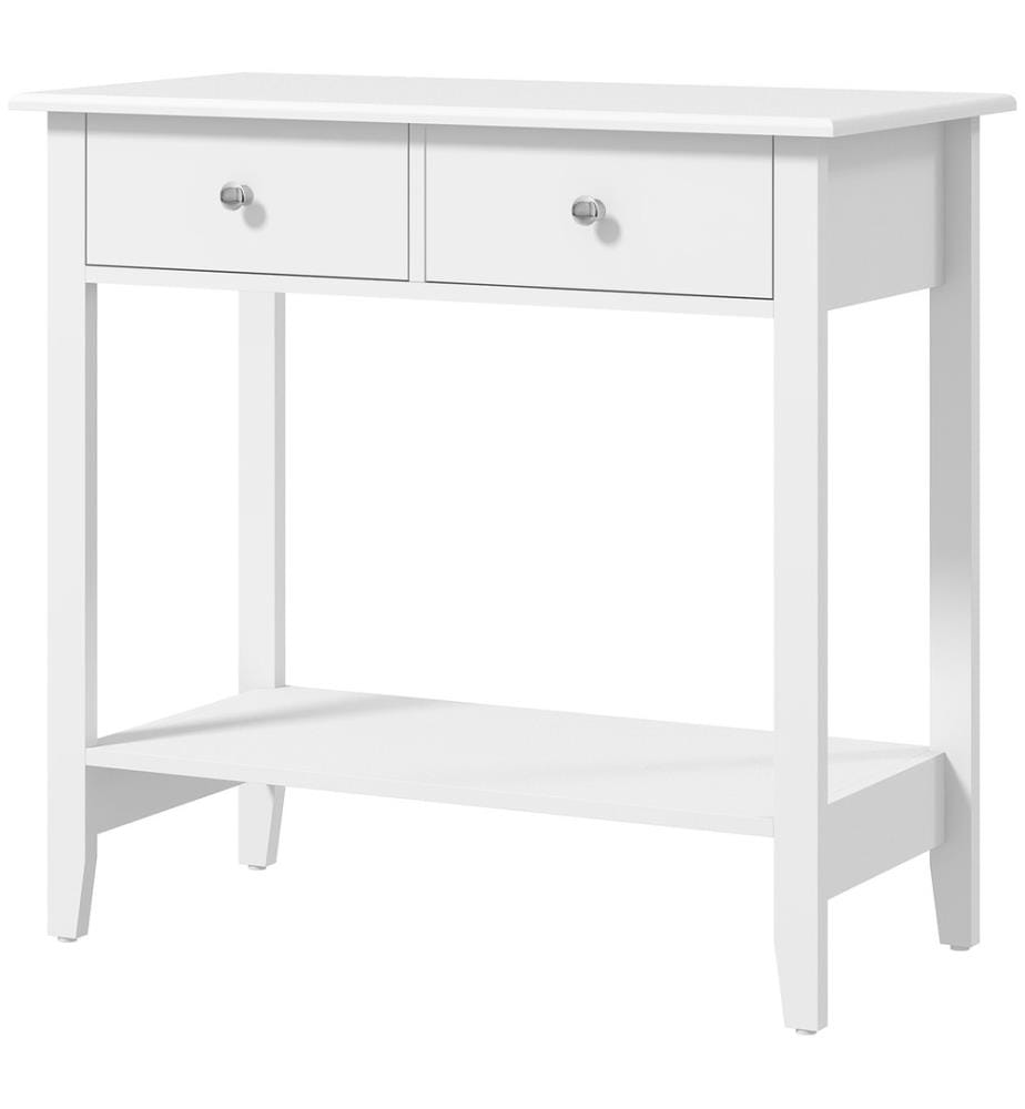 Table console Sideboard 2 tiroirs 80x40x75 cm Blanc
