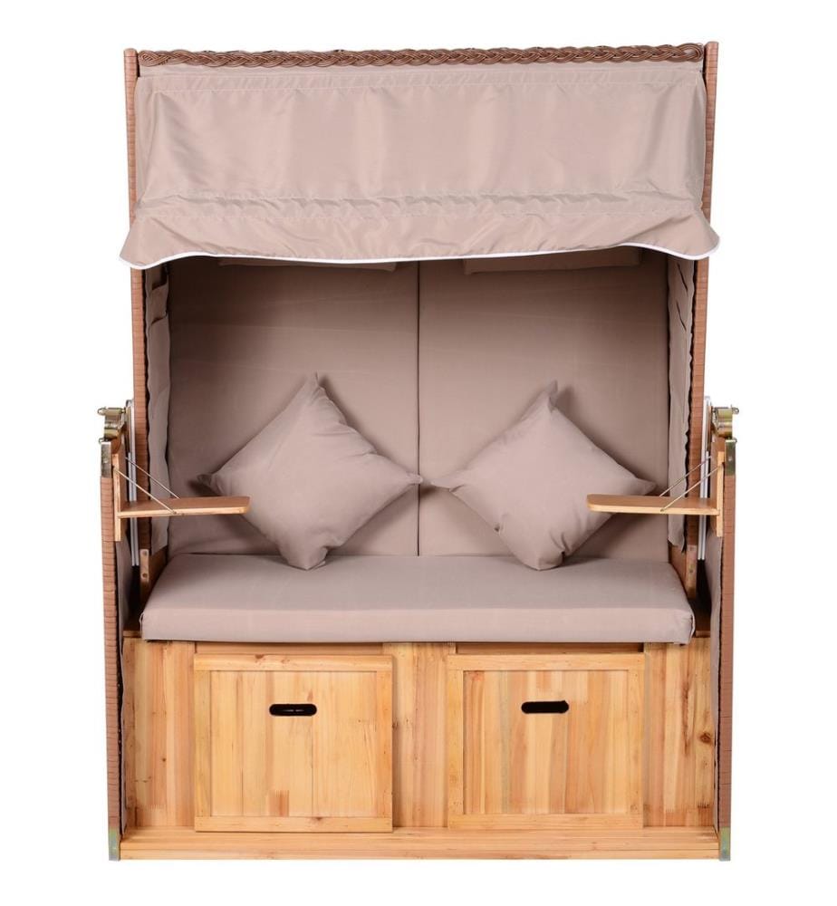 Strandkorb Poly-Rattan Volllieger Ostsee Nordsee Rot