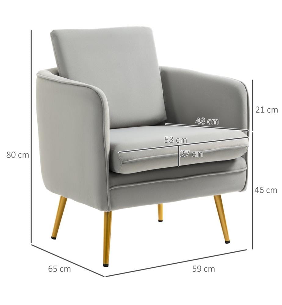 Polstersessel Armsessel Samtoptik Vintage-Design Grau