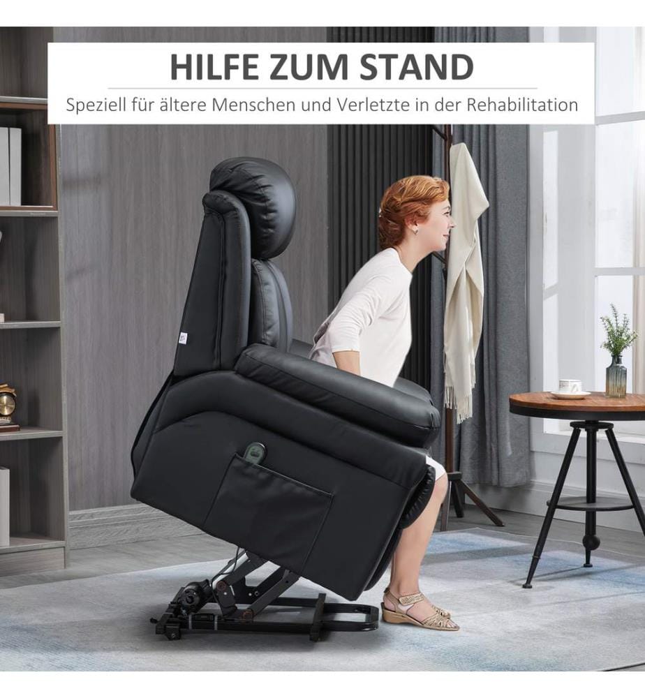 Fauteuil de relaxation avec dispositif d'élévation, repose-pieds et télécommande inclus