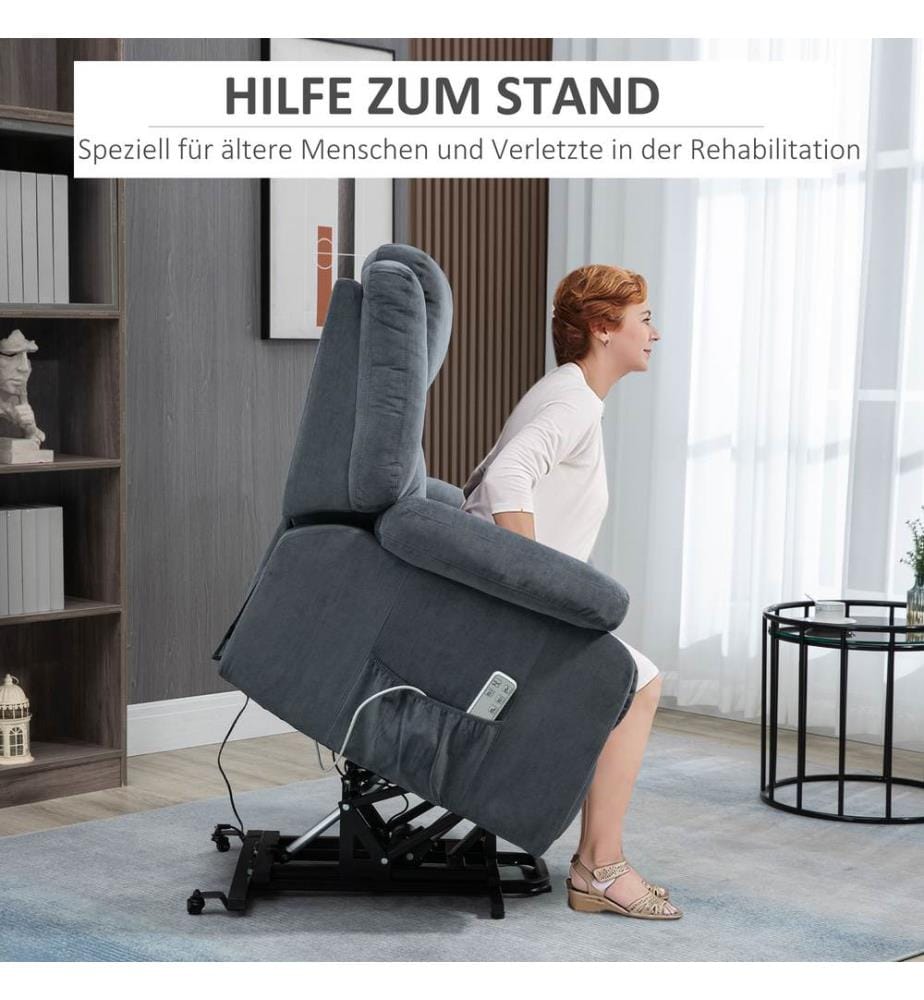 Fauteuil relax avec fonction releveur et télécommande Gris