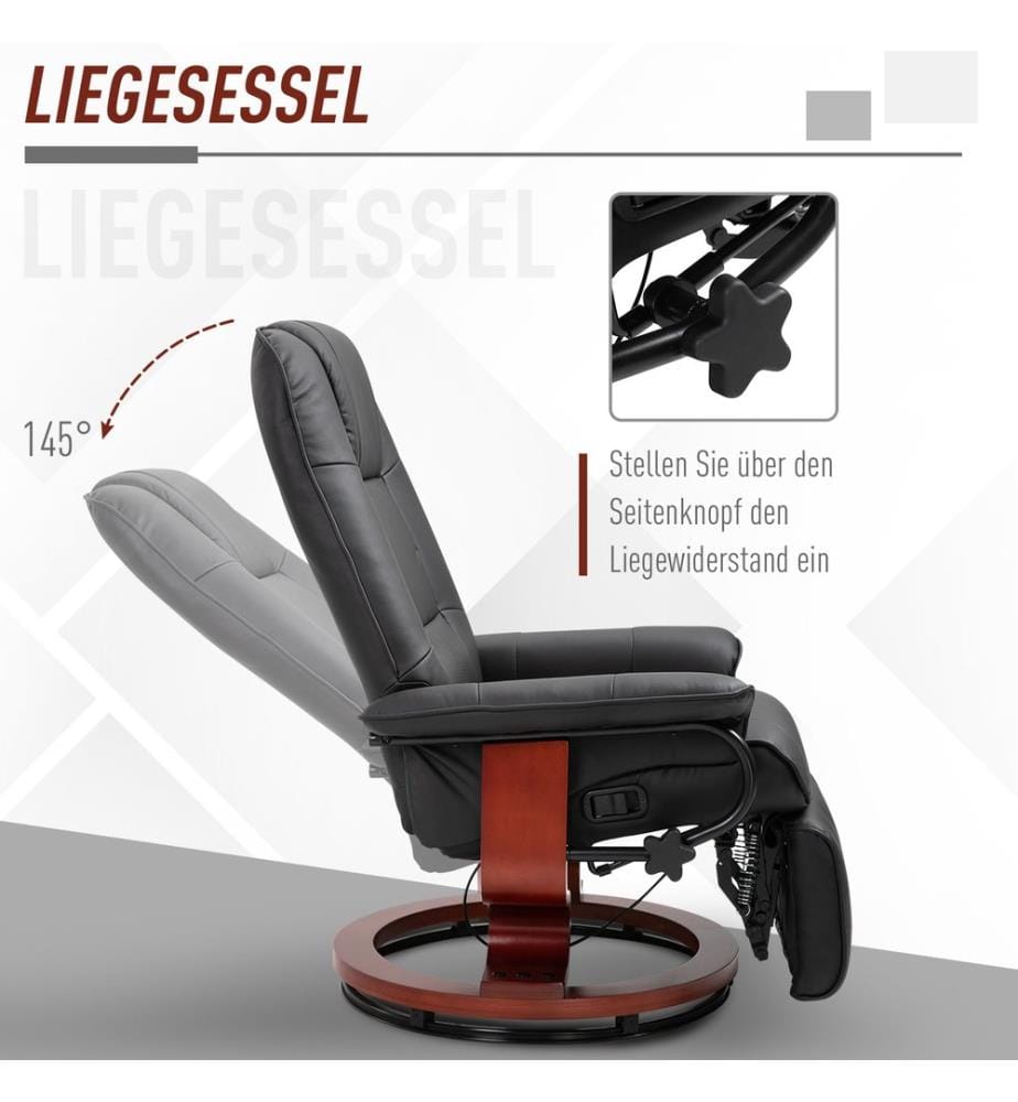 Fernsehsessel Relaxsessel 360° drehbar Schwarz