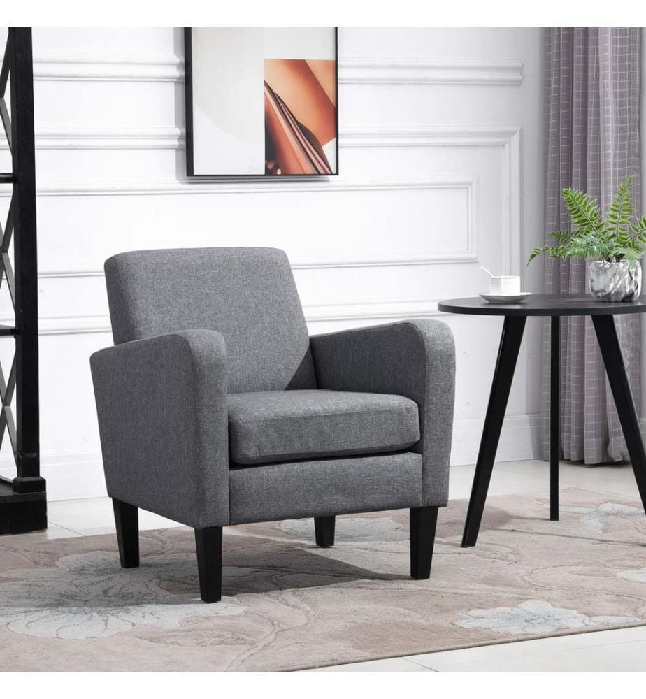 Polstersessel Einzelsessel Leinenstoff Hellgrau 66x72x74 cm
