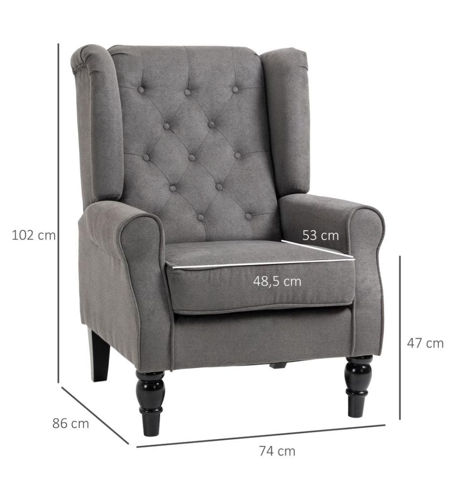 Sedia ad ala dal design vintage grigio scuro