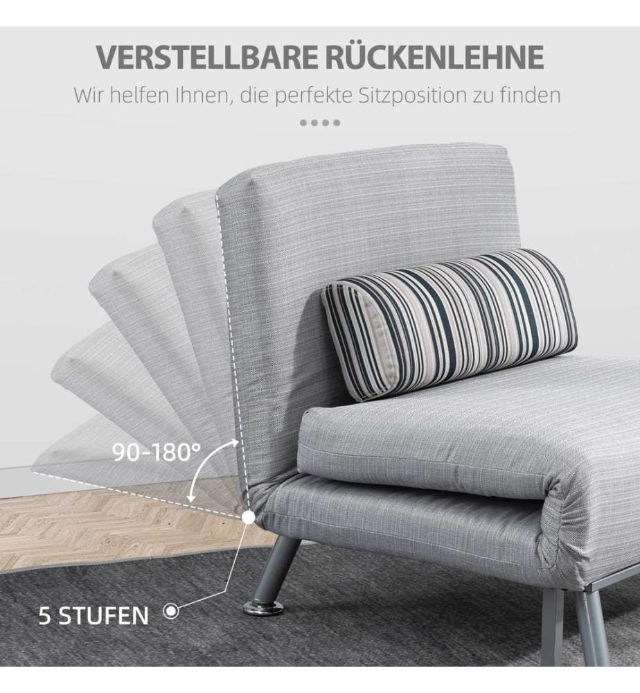 Lit pliant Fauteuil Lit d'appoint Matelas pliant 75x70x75 cm Gris