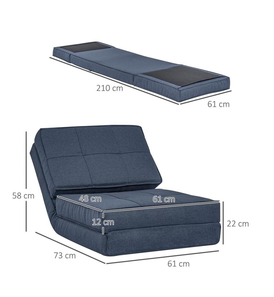 Sessel Sofa Gästebett klappbar 61x73x58 cm Dunkelblau