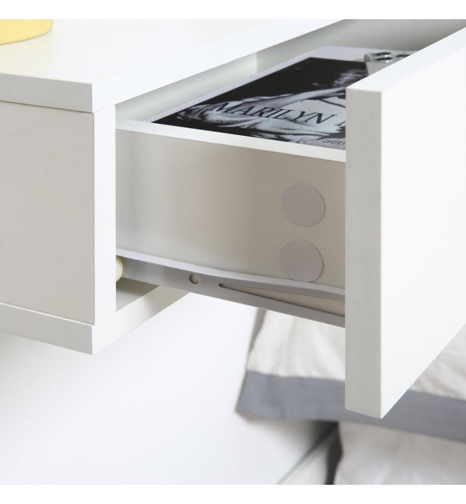 2er Set Nachttisch schwebend mit Schublade Weiss 40x30x15 cm