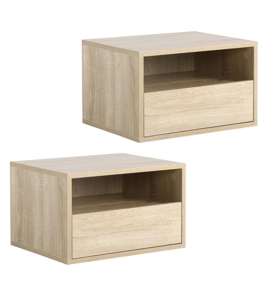 Nachttisch 2er Set Schweberegal 45x35x27 cm Natur