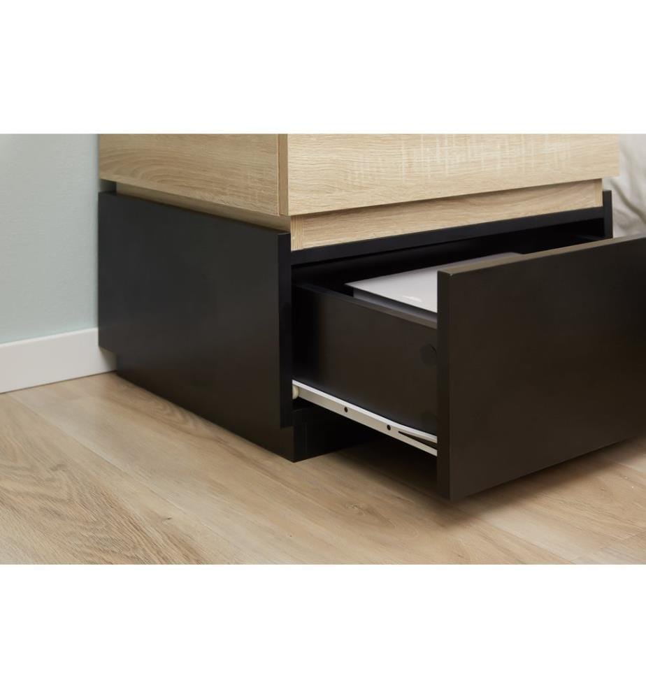Table de nuit Levi avec tiroir 50 x 40 x 47,5 cm Naturel Noir