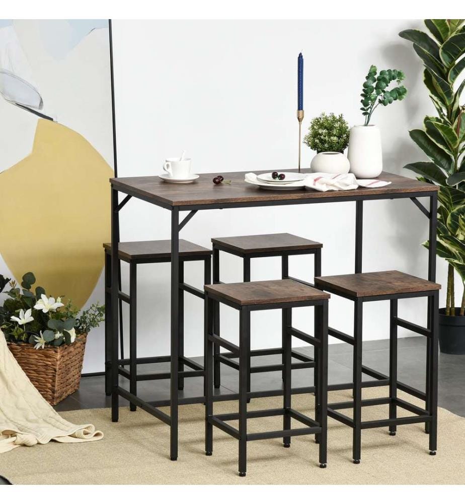Set de tables de bistrot Table de cuisine avec 4 tabourets de bar