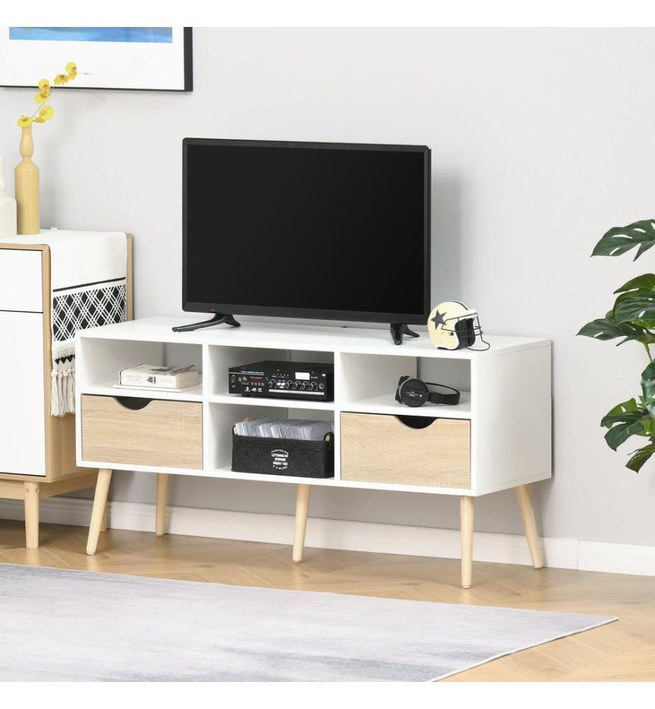 TV-Board 117L x 39B x 57H cm Weiss Holz