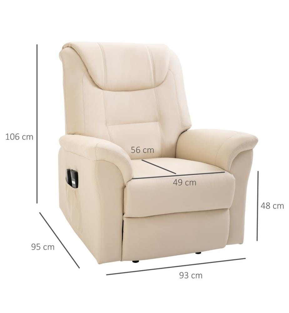 Massagesessel mit Aufstehhilfe Kunstleder Creme