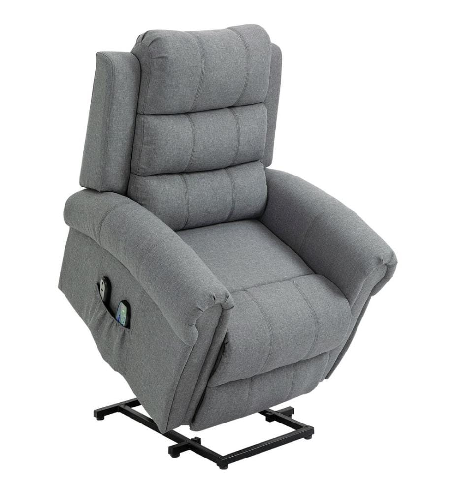 Sessel mit Aufstehhilfe und Massage elektrisch Leinenoptik Grau