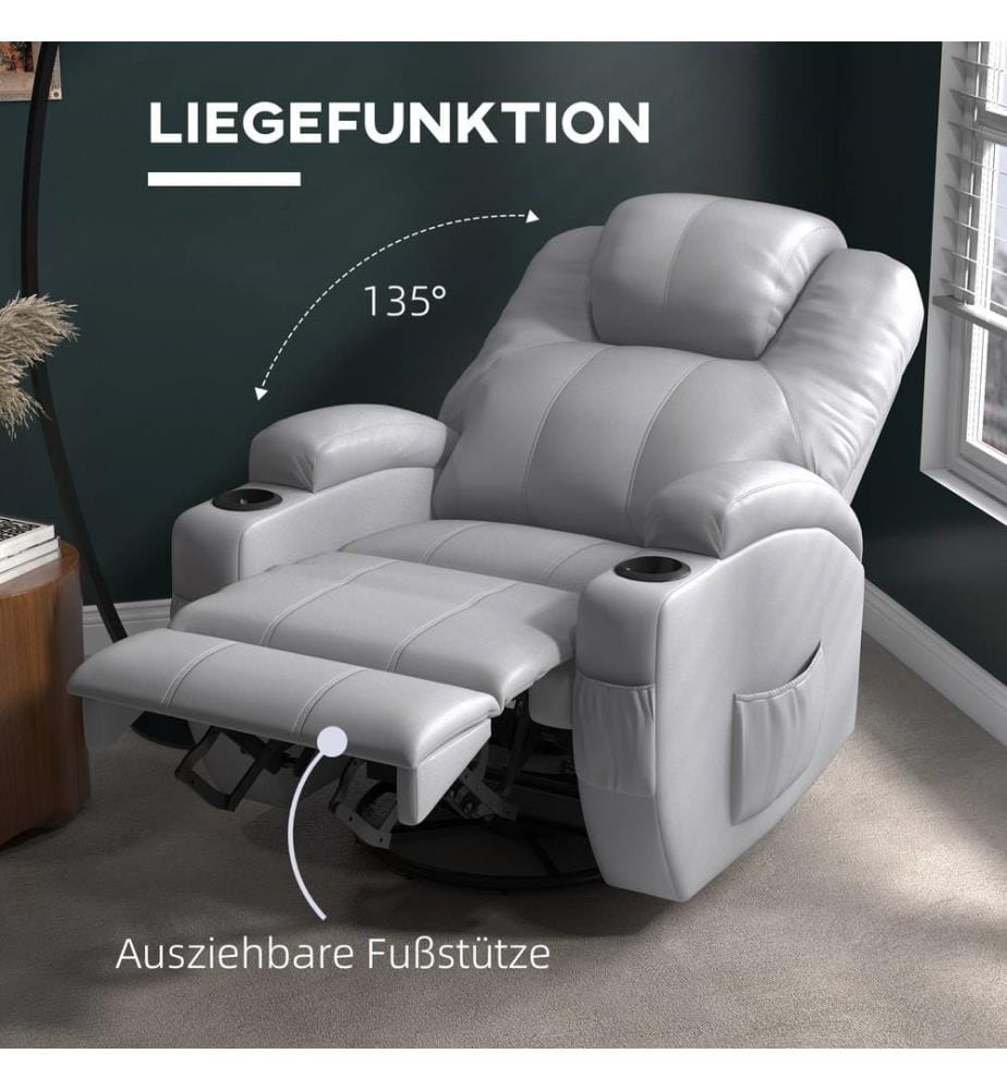 Massagesessel Fernsehsessel mit Liegefunktion Grau