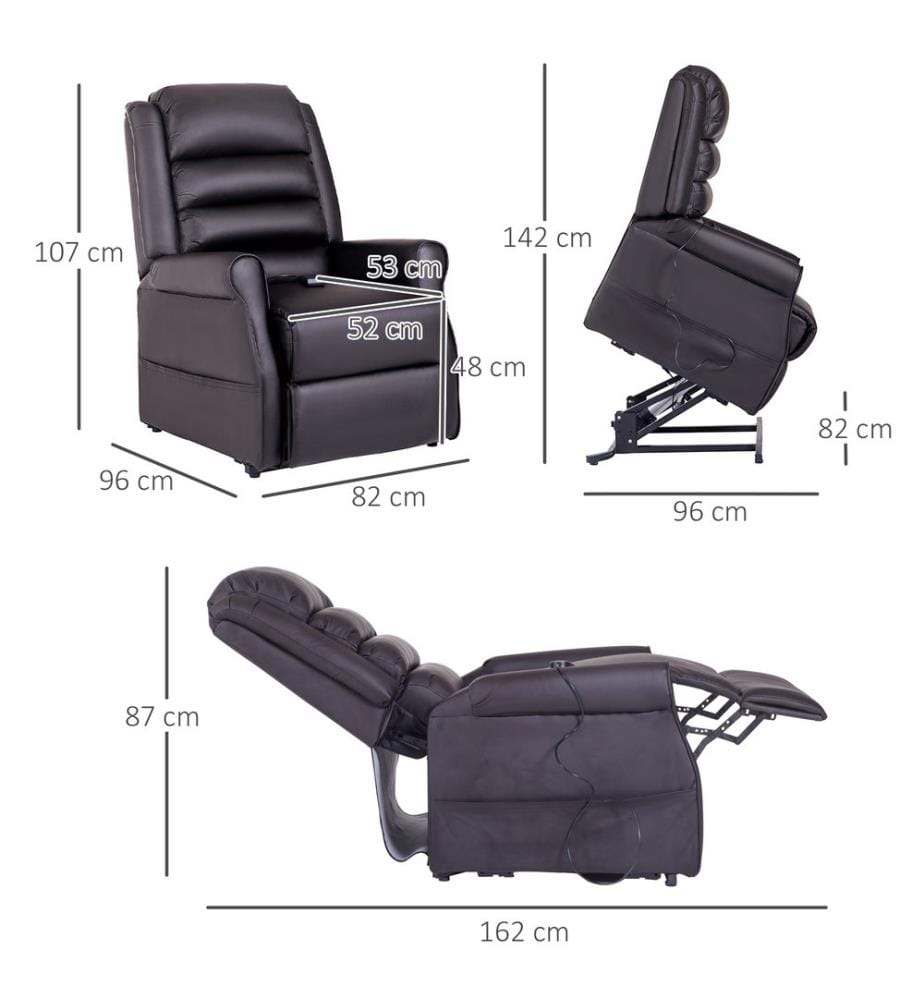 Sessel mit Aufstehhilfe und Massage Braun