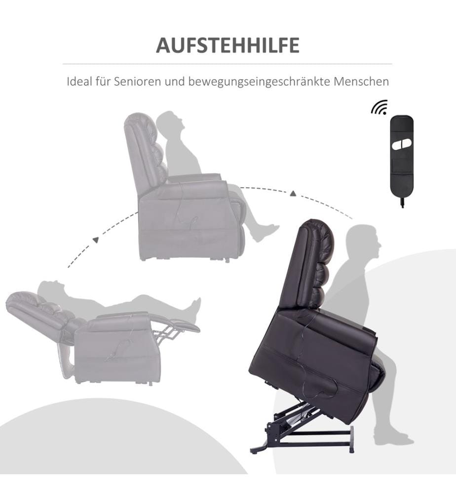 Sessel mit Aufstehhilfe und Massage Braun
