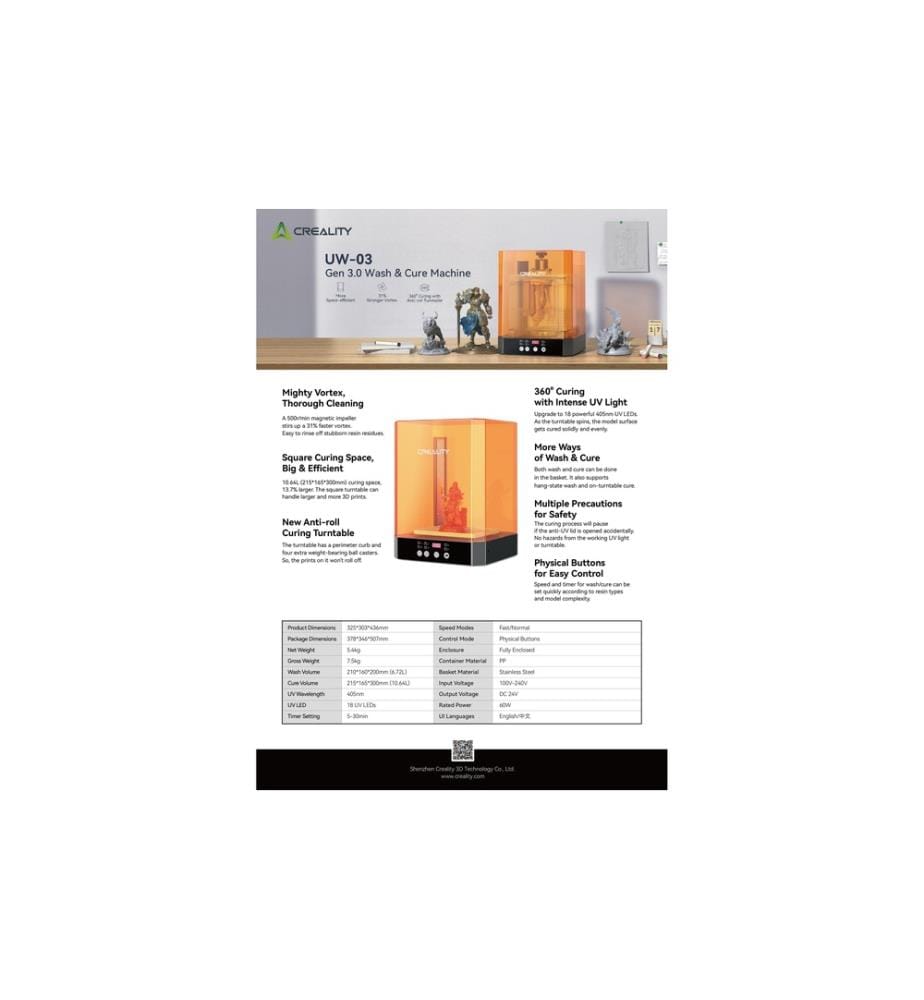 CREALITY - Lavatrice UW-03 Wash & Cure 210 x 160 x 200 mm