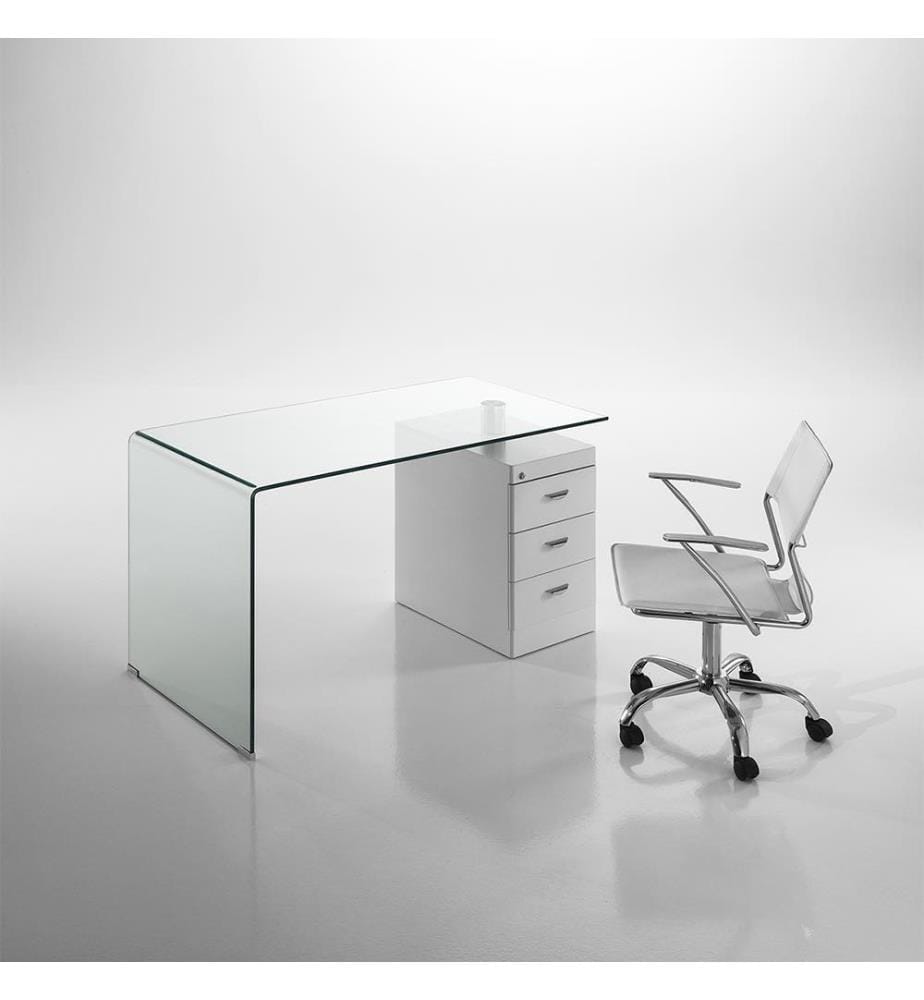Scrivania in vetro - Bianco e trasparente
