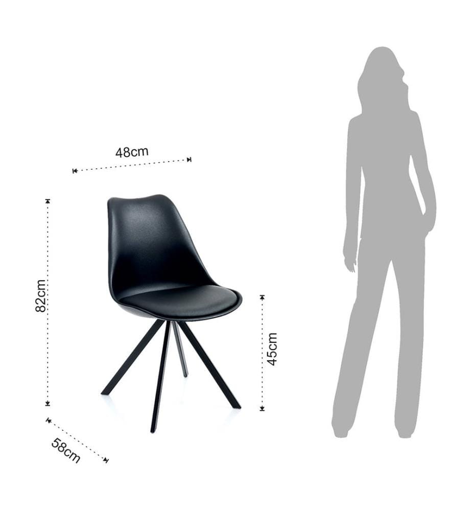 4er-Set Stühle - Schwarz