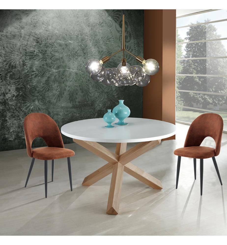Table Ronde - Blanc et Brun