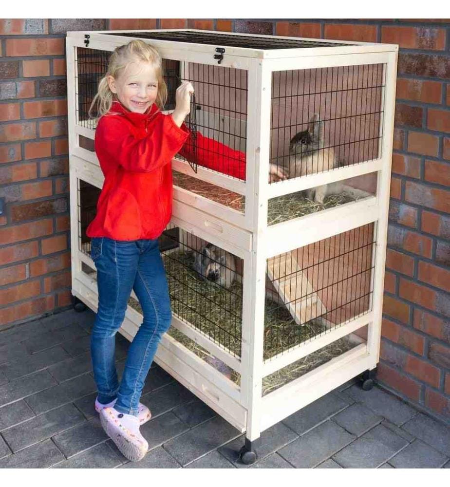 Knuffel rabbit hutch with hinged mesh roof