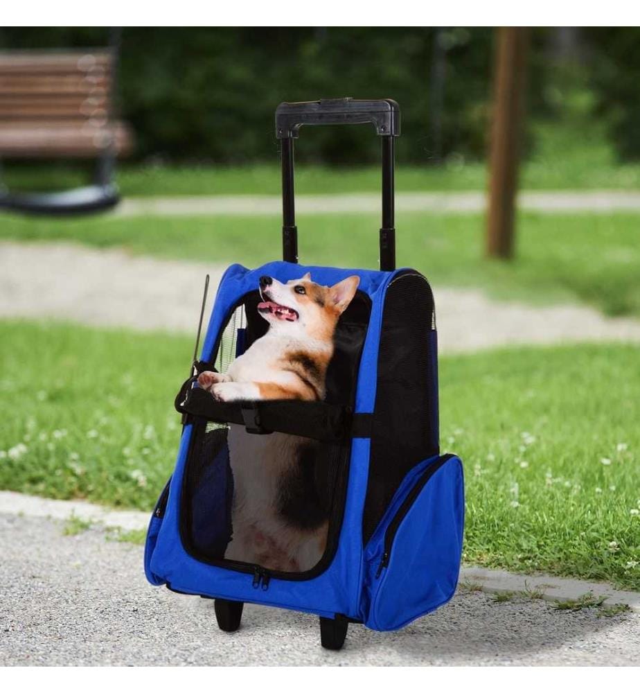 2in1 Chien Trolley Sac de transport Chien Sac à dos bleu