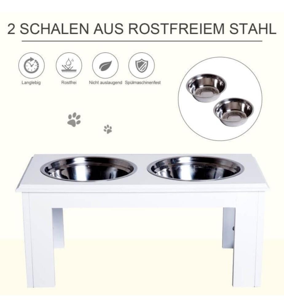 Gamelle pour chien surélevée avec 2 gamelles Acier inoxydable 58,4 x 30,5 x 25,4 cm