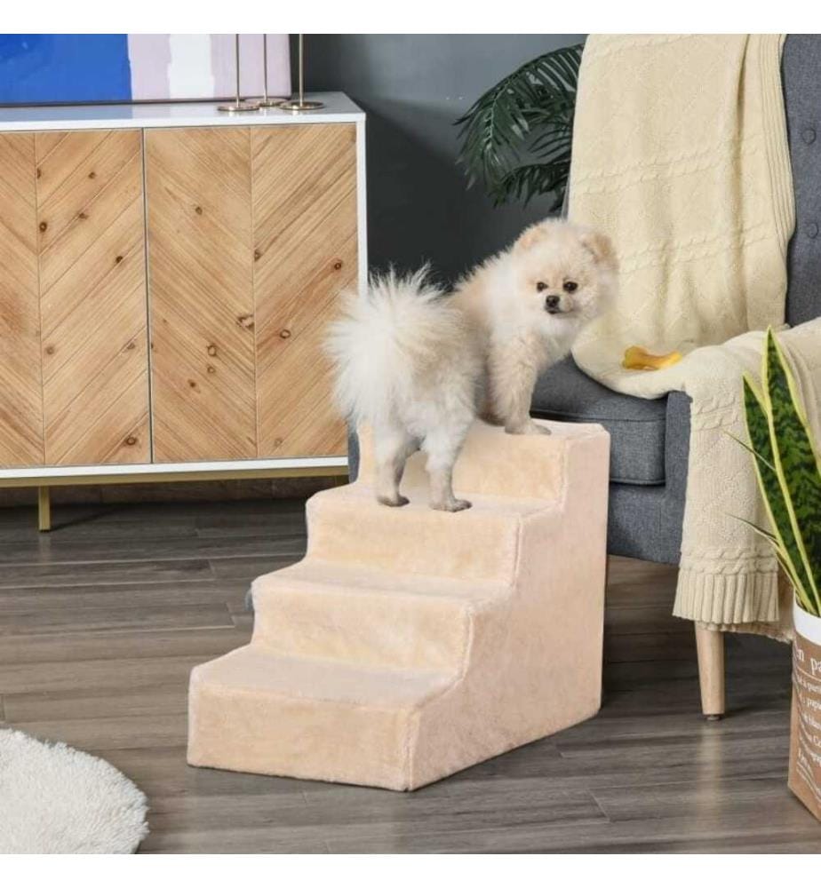 Escalier pour animaux domestiques 4 marches Beige 60 x 35 x 44 cm