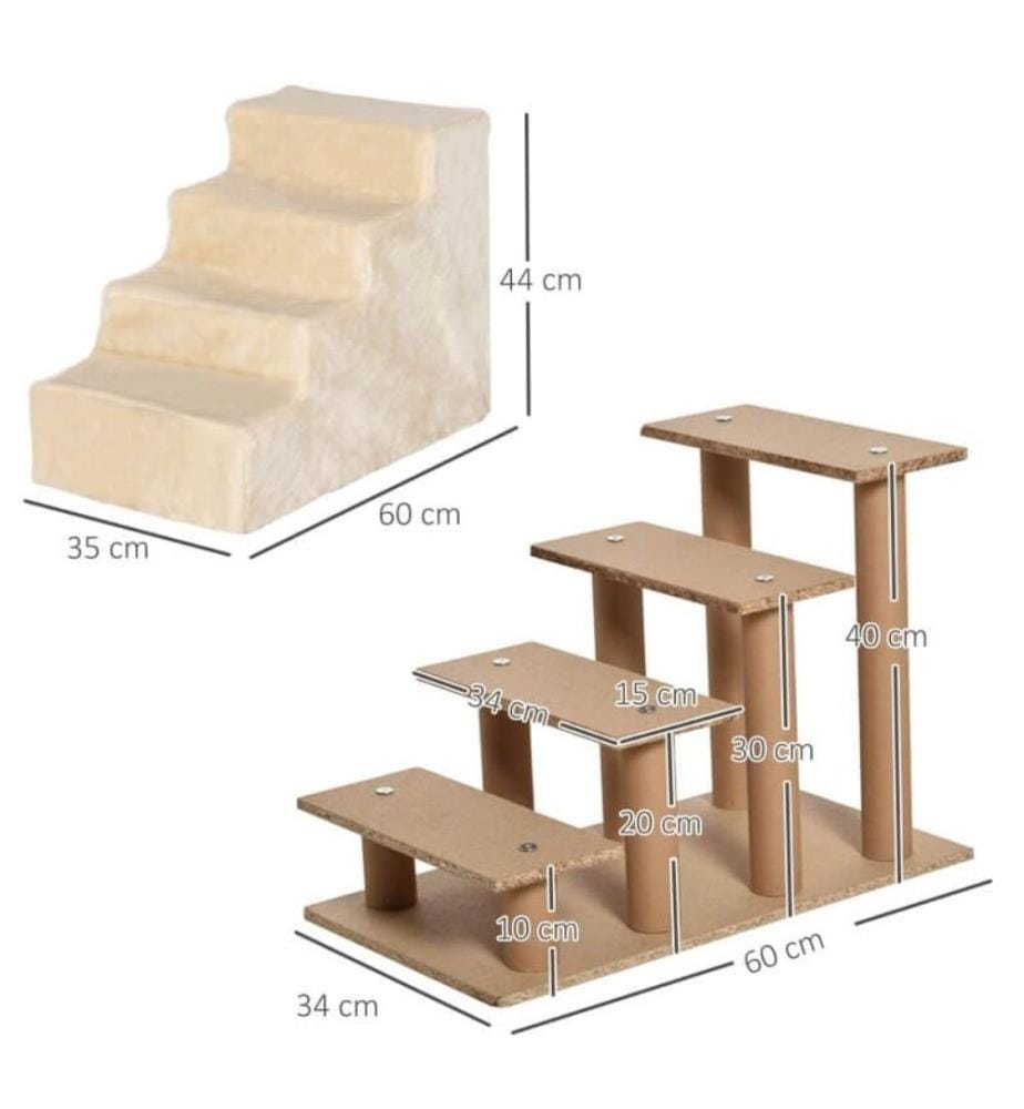 Escalier pour animaux domestiques 4 marches Beige 60 x 35 x 44 cm