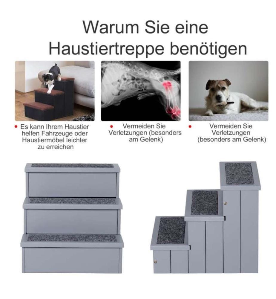 Haustiertreppe Einstiegshilfe mit Stauraum 40,5 x 44,5 x 38 cm