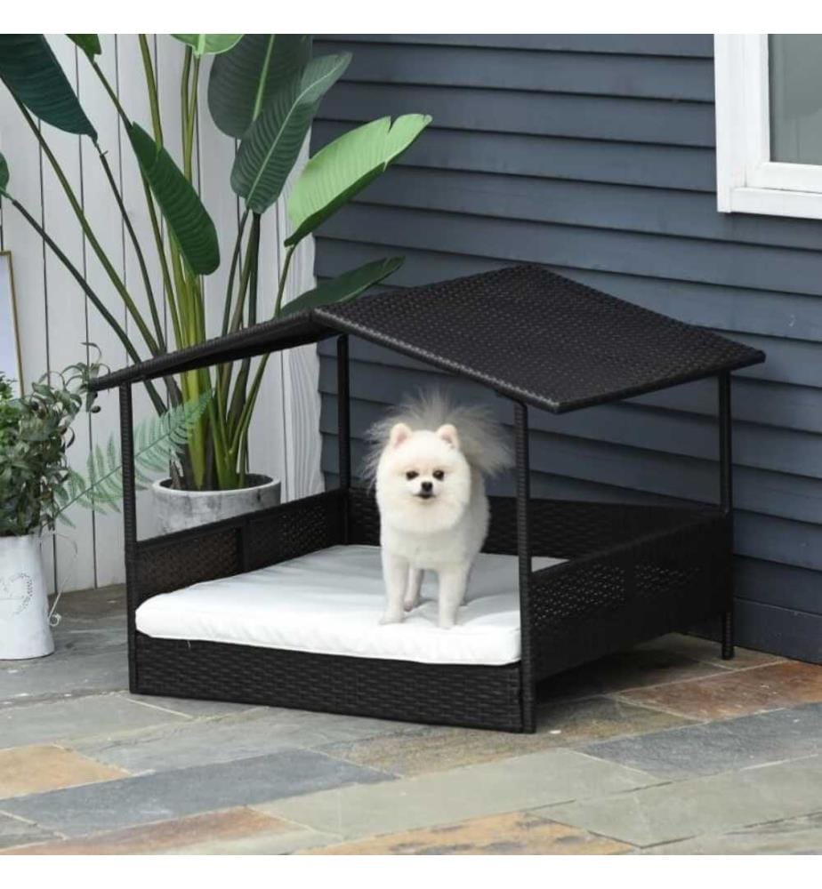 Cuccia per cani Casetta per cani in rattan con cuscini